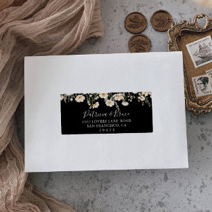 Classic Wildflower Black Wedding RSVP Address  Label