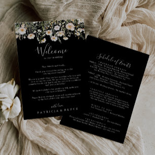 Classic Wildflower Black Wedding Welcome Letter