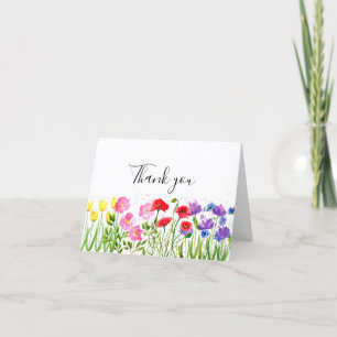 Classic Wildflower Floral Wedding Thank you  Card