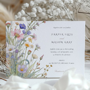 Classic Wildflowers Elegant Pastel Wedding Invite