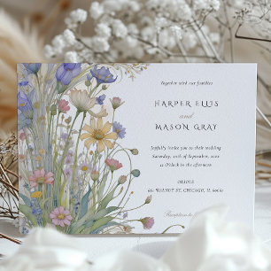 Classic Wildflowers Elegant Pastel Wedding Invite