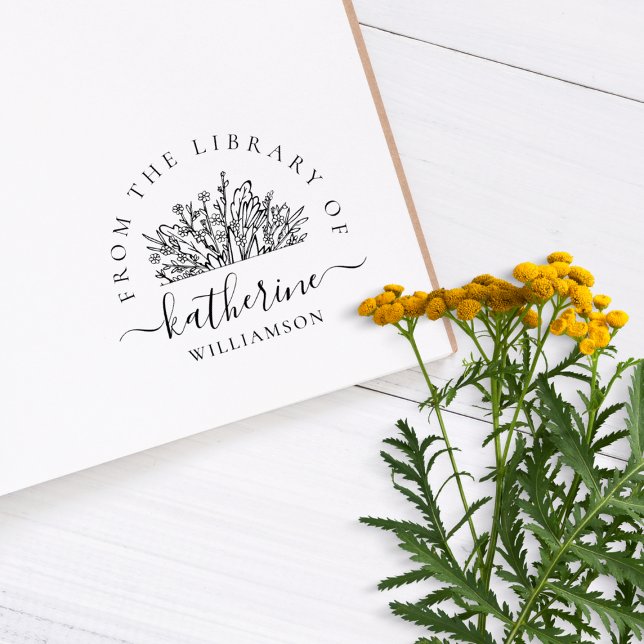 Classic Wildflowers Name Script Custom Library Rubber Stamp (Creator Uploaded)