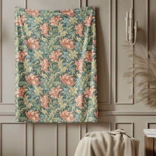 Classic William Morris Cosy Elegance muted colours Fleece Blanket