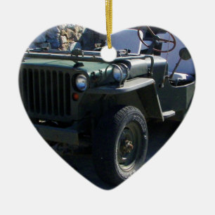 Classic Willy's Jeep. Ceramic Tree Decoration
