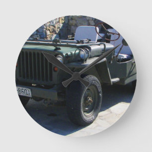 Classic Willy's Jeep. Round Clock