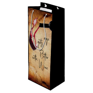 Classic Wine Glass & Bottle Pouring  Wine Gift Bag