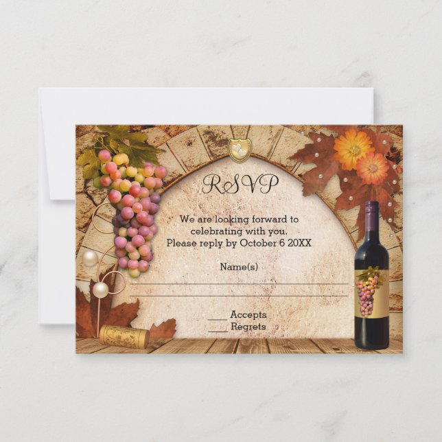 Classic Wine Theme or Vineyard RSVP Invitation (Front)