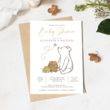 Classic Winnie the Pooh Baby Shower Invitation