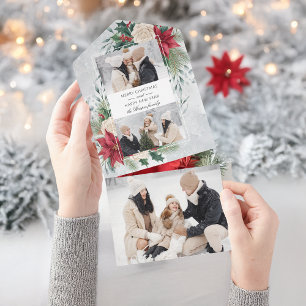 Classic Winter Botanical Two Photo All In One Invitation