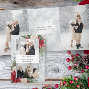 Classic Winter Botanical Two Photo Tri-Fold Card