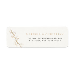 Classic Winter Cotton Gold and Navy Wedding Return Address Label