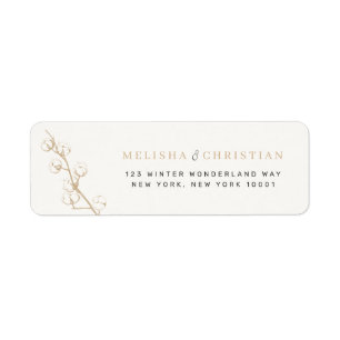 Classic Winter Cotton Gold and Navy Wedding Return Address Label