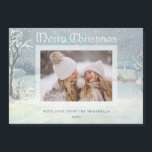 Classic Winter Merry Christmas Snow Photo<br><div class="desc">Nostalgic classic winter imagery featuring rustic snow-covered cottage and trees,  elegant Merry Christmas typography,  single-photo template and editable text field.</div>