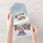 Classic Winter Merry Christmas Snow Photo All In One Invitation<br><div class="desc">Nostalgic classic winter imagery featuring rustic snow-covered cottage and trees,  elegant Merry Christmas typography,  single-photo template and editable text field. Panels feature complementary snowy background,  rustic winter scene,  optional opaque blank label,  tearaway photo and text fields.</div>