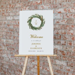 Classic Winter Pine Greenery Wedding Poster