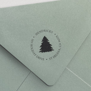 Classic Winter Pine Tree Return Address Self-inking Stamp