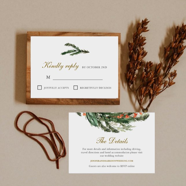 Classic Winter Pine Wedding RSVP Card (Creator Uploaded)