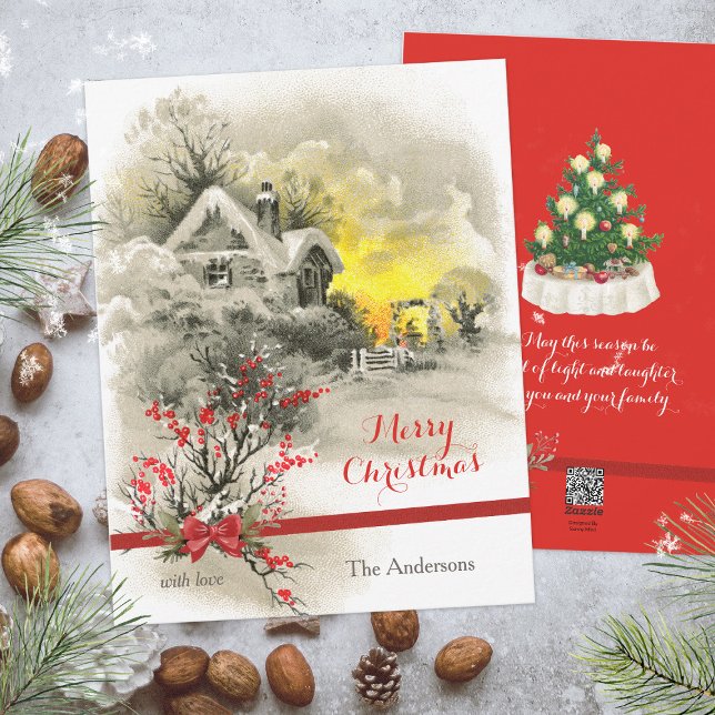 Classic Winter Scene Black White Christmas Card (Classic Winter Scene Black White Christmas Card ©Susanne Sachers - Sunny Mind Design 🌞)