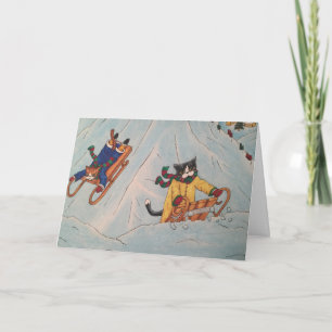 Classic Winter Sledging Holiday Card