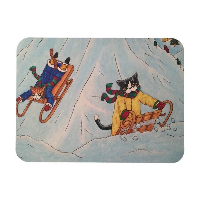 Classic Winter Sledging Magnet (Horizontal)