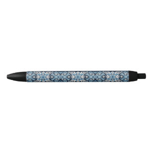 Classic winter snow fair isle/colorwork blue ink pen