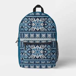 Classic winter snow fair isle/colorwork printed backpack