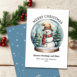 Classic Winter Snow Globe Merry Christmas Tree Holiday Card