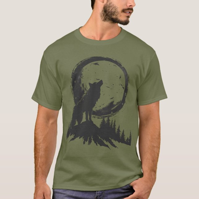 Classic Wolf In The Moonlight  T-Shirt (Front)
