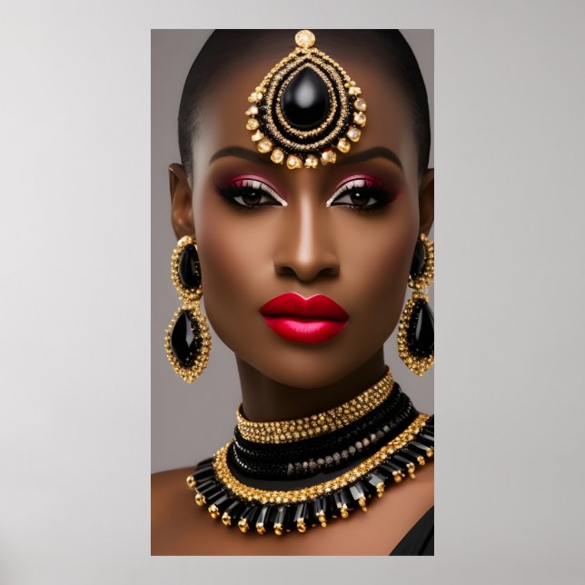 Classic women Fashion African gold Black jewel gem Poster (Front)
