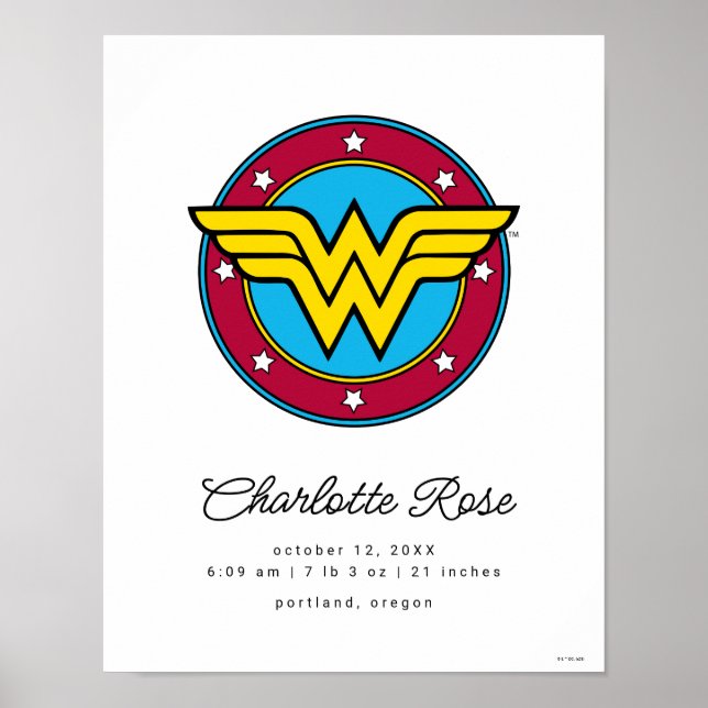 Classic Wonder Woman | New Baby Birth Stats Poster (Front)