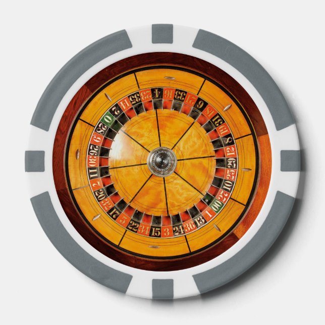 Classic Wooden Roulette Wheel Poker Chips (Front)