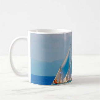 Classic wooden sailing boats in a race,  Spetses i Coffee Mug