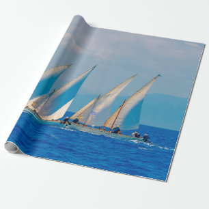 Classic wooden sailing boats in a race, Spetses i Wrapping Paper
