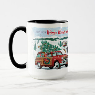 Classic Woodie Wagon Christmas  Mug