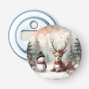 Classic woodland Christmas deer/snowman Bottle Opener