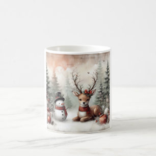 Classic woodland Christmas deer/snowman Coffee Mug