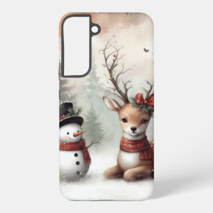 Classic woodland Christmas deer/snowman Samsung Galaxy Case