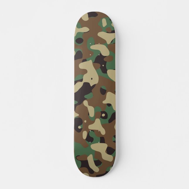 Classic Woodland Pattern Camo Skateboard (Front)