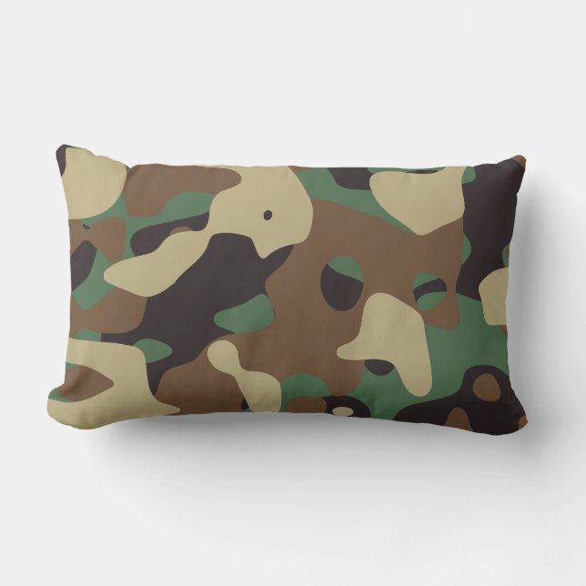 Classic Woodland Pattern Camo Throw Pillow (Front)
