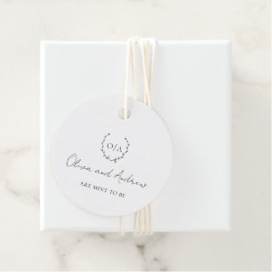 Classic Wreath Crest Monogram Elegant Wedding Favour Tags