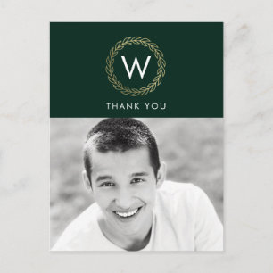Classic Wreath EDITABLE COLOR Thank You Postcard