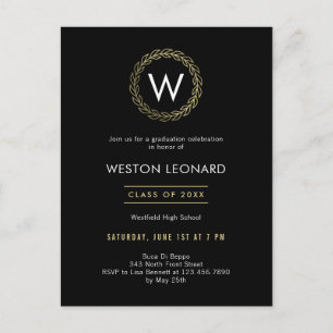 Classic Wreath Graduation Invitation Postcard