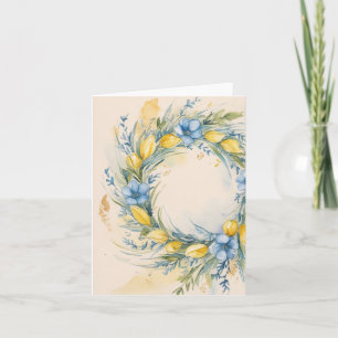 Classic Wreath Ukrainian Flag Colors Card
