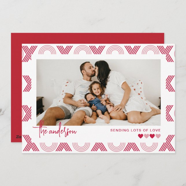 Classic XOXO Border Happy Valentine's Day Photo  Holiday Card (Front/Back)