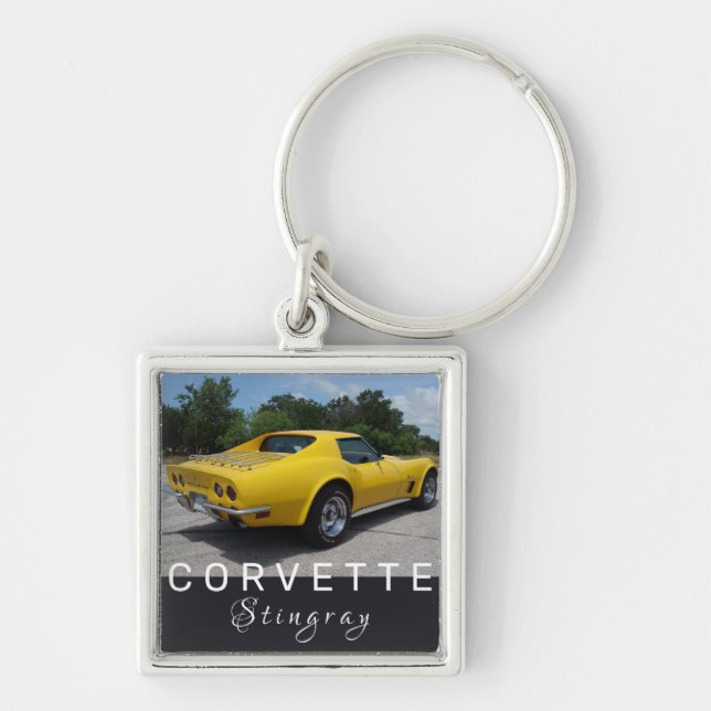 Classic Yellow 1973 Corvette Stingray C3 Key Ring (Front)