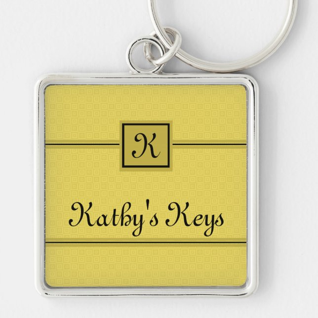 Classic Yellow and Black Monogram Keychain (Front)
