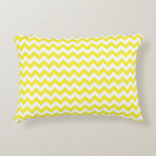 Classic Yellow and White Chevron Pattern Decorative Cushion