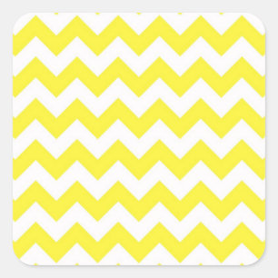 Classic Yellow and White Chevron Pattern Square Sticker