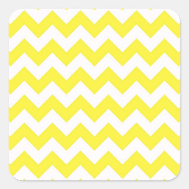 Classic Yellow and White Chevron Pattern Square Sticker (Front)