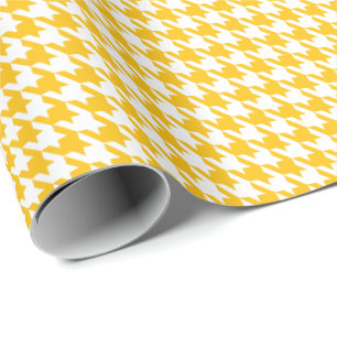 Classic Yellow and White Houndstooth Pattern  Wrapping Paper